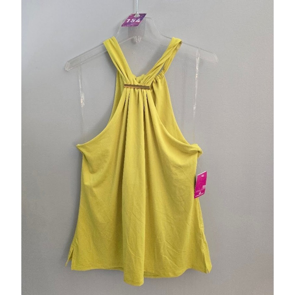Trina Turk x INC Womens Halter Top Lemon Shock Yellow Sleeveless Size XL NEW